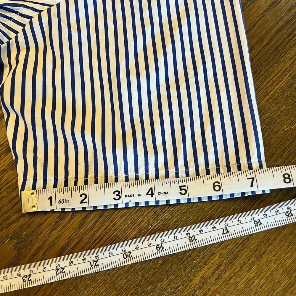 Ralph Lauren Button Down Shirt Cotton Striped Preppy Classic Large Navy White - Picture 8 of 9